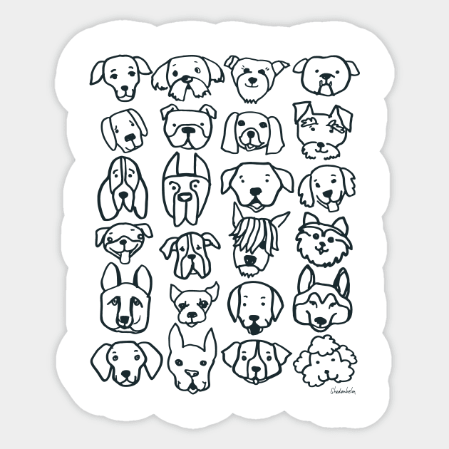 Dog Faces, Stacked (Cool Charcoal Ink) Sticker by BigBridgeStudios